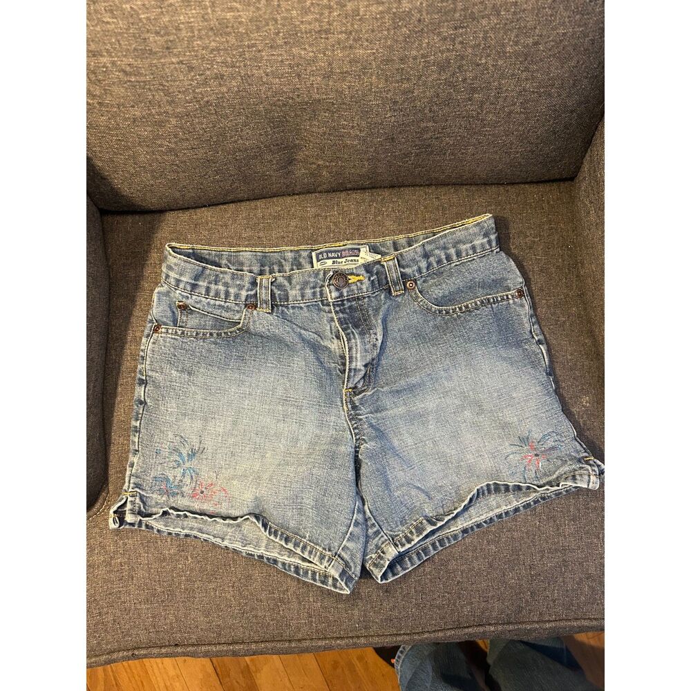 Vintage Y2K Old Navy Embroidered Denim Shorts Size 14 Firework 4th of July 2005
